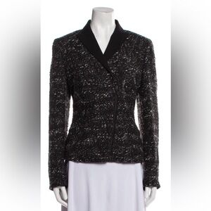Akris Punto Black Bouclé Tweed Cotton Blend Blazer Size US 10